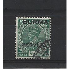 Burma.O2 1/2a Green.Fine Used.Jul25g