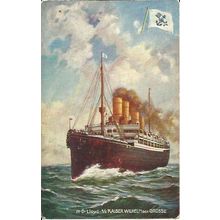 Norddeutscher Lloyd SS KAISER WILHELM DER GROSSE Tuck Oilette Postcard (448)