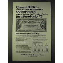 1973 First National City Bank Travelers Checks Ad