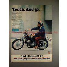 1973 Harley Davidson SS-350 Motorcycle Ad, Touch & Go!