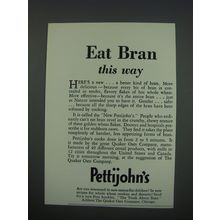 1930 Quaker Oats Pettijohn's Cereal Ad - Eat Bran this way