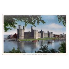 CAERNARVON CASTLE, WALES .used vintage postcard 1961 postmark =