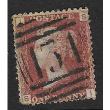 GB 1858 QUEEN VICTORIA 1d RED PLATE 195 USED SG43 / 44 " SI "