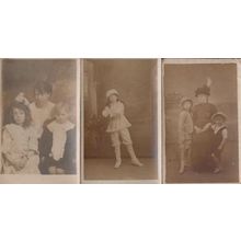 Unusual Childrens Hat Hats 3x Antique Postcard
