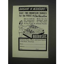 1941 Arkansas Tourism Ad - Bargains in Mountains