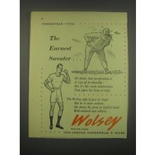 1949 Wolsey Duo-Shrunk Underwear & Socks Ad - The earnest sweater