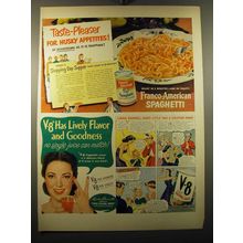 1950 Franco-American Spaghetti and V-8 Juice Advertisement - Linda Darnell