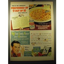 1950 Franco-American Spaghetti and V-8 Juice Advertisement - Ray Milland