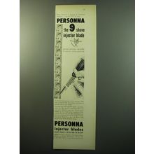 1950 Personna Injector Razor Blades Ad - Personna the 9 shave injector blade