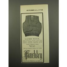 1950 Finchley Vest Advertisement - Lamb's wool