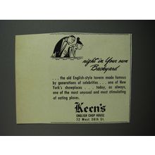 1952 Keen's English Chop House Ad - Right in your own backyard