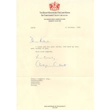Sir Christopher Collett 1980s London Mayor Official Hand Signed Letter