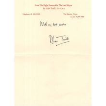 Alan Trail 1980s London Mayor Hand Signed Letter Autograph