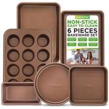 Nutrichef 6-Piece Nonstick Bakeware Set, Carbon Steel Baking Pans, Includes Cook