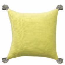 20" X 20" Yellow And Gray 100% Cotton Zippered Pillow
