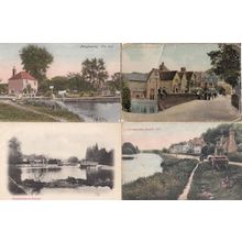 Panbourne The River & Meeting on Bridge 4x Antique Berkshire Postcard s