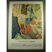 1968 Schumacher's Islands Group Fabrics Ad - Color your home Tropical