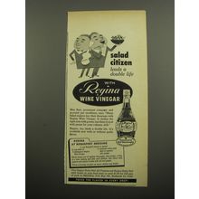 1955 Regina Wine Vinegar Ad - Salad citizen leads a double life with Regina