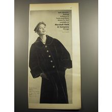 1955 Marshall Field & Company Ad - Fouke-Dyed Black Alaska Fur Seal Coat