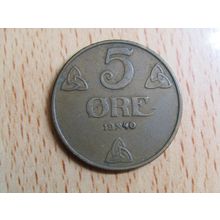 Norway 1940 5 Ore Coin