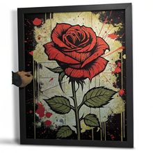 Grunge Rose Wall Art Print Unique Artwork For Lounge Red Rose Art Flower Artwork