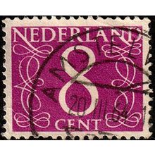 Netherlands 1957 Numeral 8c Used Stamp ,