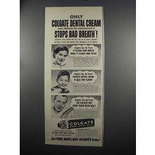 1952 Colgate Ribbon Dental Cream Ad - Stops Bad Breath