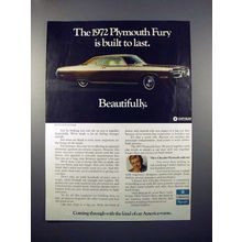 1972 Plymouth Fury Gran Coupe Car Ad - Built to Last