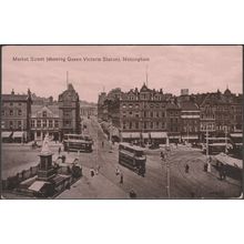Market Street (Showing Queen Victoria Statue), Nottingham, 1917 - Valentine's PC