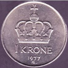 1977 Norway 1 Krone Coin