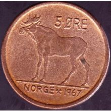 1967 Norway 5 Ore Coin