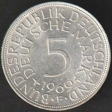 1969 F Germany 5 Mark Silver Coin