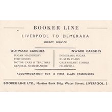 Booker Line Liverpool Docks to Demerra Ship Advertising Postcard