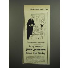 1952 John Jameson Whiskey Ad - A change does a man good - Chef