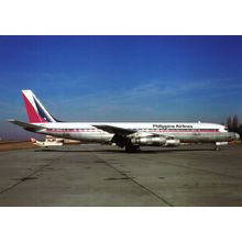 Aircraft postcard Philippine Airlines Douglas DC-8, RP-C843. Unposted