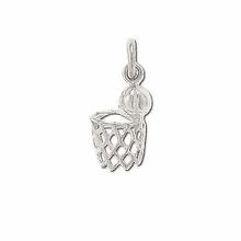 Sterling Silver BasketBall Ball and Net Charm Pendant.
