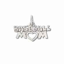Sterling Silver BaseBall Mom Charm Pendant