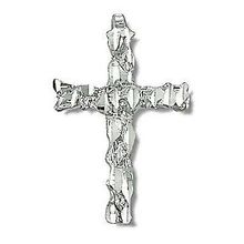 Sterling Silver Diamond Cut Rock Cross Pendant