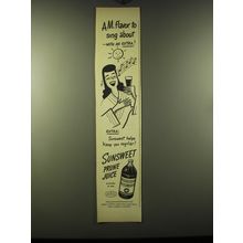 1948 Sunsweet Prune Juice Ad - A.M. flavor to sing about
