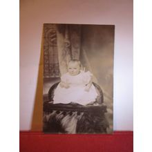 BABY IN A CHAIR antique photograph by G W Cosser & Co, Devizes, Wiltshire =