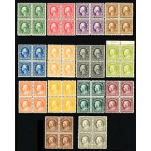424-37, Mint F-VF H/NH 1-15¢ Blocks of Four SCV $3378 - Stuart Katz