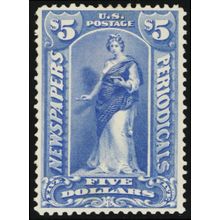 PR109, Mint VF HR Sound $5 Newspaper Stamp Crowe Cert Cat $2250 - Stuart Katz