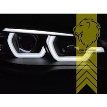 LT Pair LED DRL Halo Projector Headlights BMW X5 E70 07-10 Black H7 H1 LHD