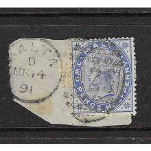 MALTA 1885-90 WMK CROWN CA 2½d DULL BLUE USED ON PIECE SG24
