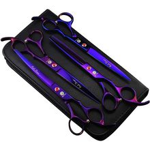 Purple Dragon Professional 7.0 Inch 4PCS Pet Grooming Scissors Kit Japan Premium