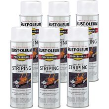 Rust-Oleum 2593838-6PK Professional Inverted Striping Spray Paint, 18 Oz, White,