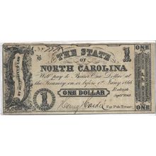 1862 The State of North Carolina Confederate $1.00 Bill EX/MT