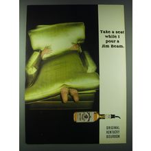 1989 Jim Beam Bourbon Ad - Take a seat while I pour a Jim Beam