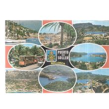 multiview, PUERTO DE SOLLER, MALLORCA, SPAIN used vintage postcard 1988 #