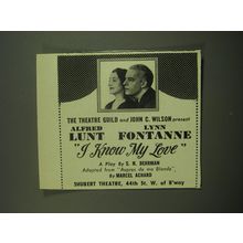 1949 I know my Love Play Ad - The theatre guild and John C. Wilson present